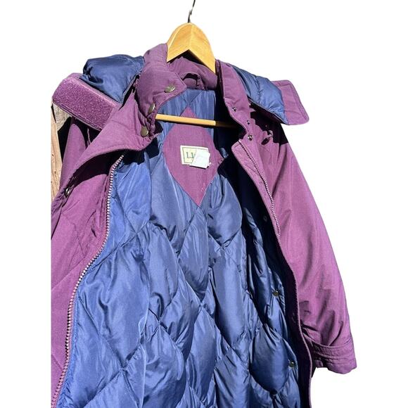ll bean • vintage coat goose down trench purple parka trench small petite jacket - Picture 12 of 14